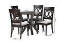 Earvin Modern Gray Fabric and Dark Brown 5-Piece Dining Set Baxton