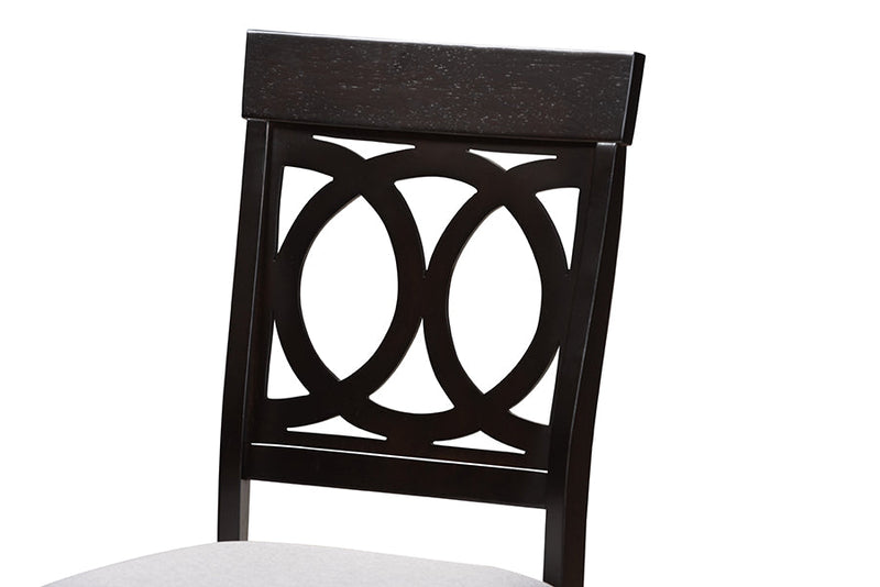 Earvin Modern Gray Fabric and Dark Brown 5-Piece Dining Set Baxton