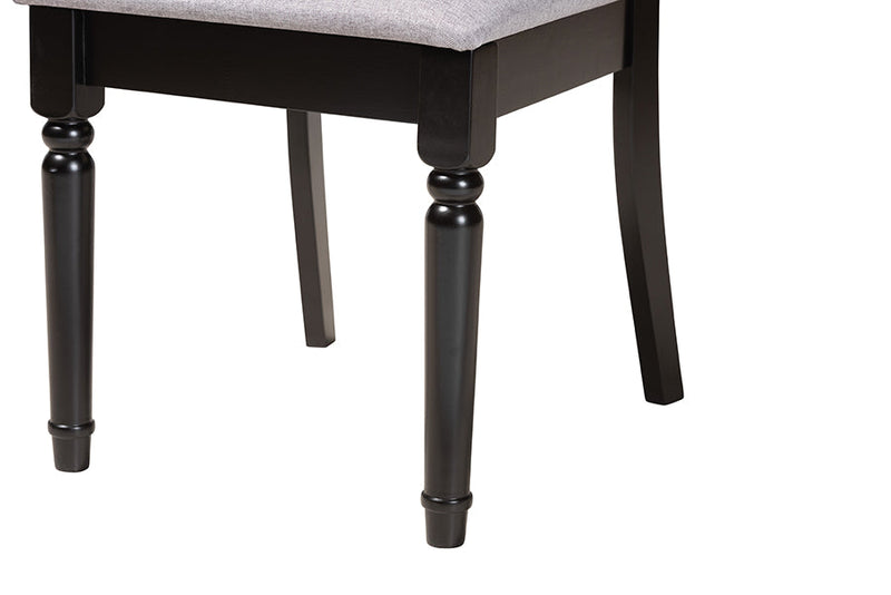 Earvin Modern Gray Fabric and Dark Brown 5-Piece Dining Set Baxton