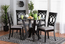 Earvin Modern Gray Fabric and Dark Brown 5-Piece Dining Set Baxton