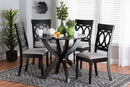 Benjen Modern Gray Fabric and Dark Brown 5-Piece Dining Set Baxton