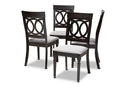 Felisa Gray Fabric Upholstered Espresso Brown Dining Chair Set of 4 Baxton
