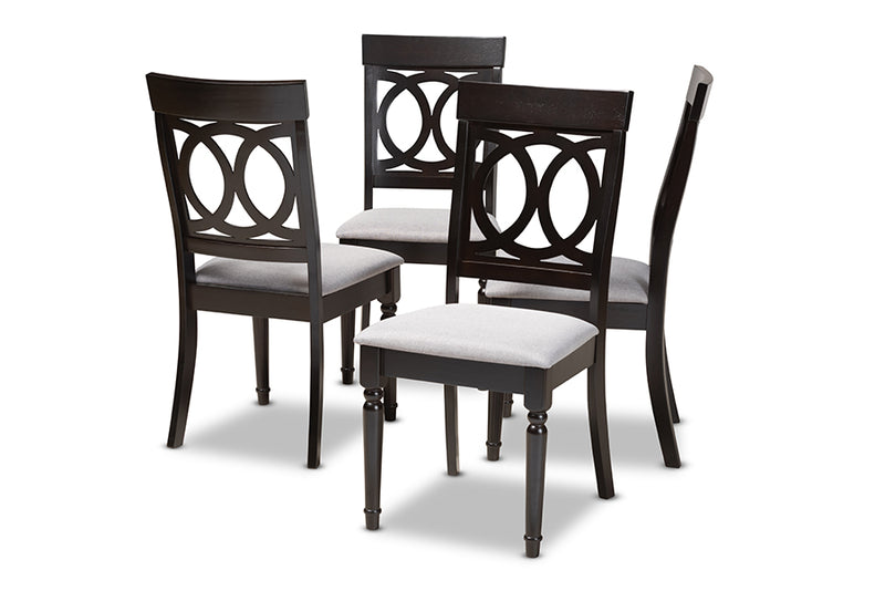 Felisa Modern and Contemporary Gray Fabric Upholstered Espresso Brown Finished Wood Dining Chair Set of 4