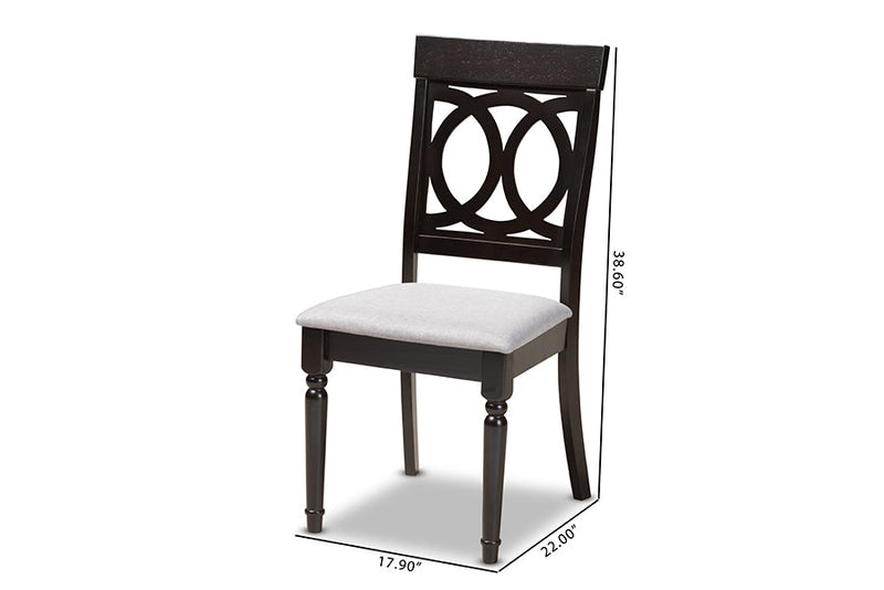 Felisa Gray Fabric Upholstered Espresso Brown Dining Chair Set of 4 Baxton