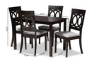 Felisa Gray Fabric Upholstered Espresso Brown Finished 5-Piece Wood Dining Set Baxton