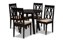 Garcelle Sand Fabric Upholstered and Dark Brown 5-Piece Dining Set Baxton