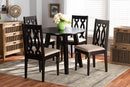Garcelle Sand Fabric Upholstered and Dark Brown 5-Piece Dining Set Baxton