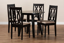Garcelle Sand Fabric Upholstered and Dark Brown 5-Piece Dining Set Baxton