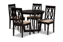 Paine Sand Fabric Upholstered and Dark Brown 5-Piece Dining Set Baxton