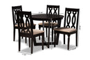 Paine Sand Fabric Upholstered and Dark Brown 5-Piece Dining Set Baxton