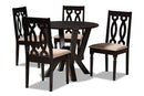 Ferguson Sand Fabric Upholstered and Dark Brown 5-Piece Dining Set Baxton