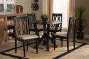 Ferguson Sand Fabric Upholstered and Dark Brown 5-Piece Dining Set Baxton