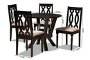 Ferguson Sand Fabric Upholstered and Dark Brown 5-Piece Dining Set Baxton