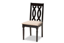 Kaira Sand Fabric Upholstered Espresso Brown Dining Chair Set of 4 Baxton