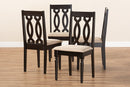 Kaira Sand Fabric Upholstered Espresso Brown Dining Chair Set of 4 Baxton