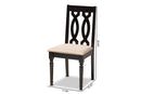 Kaira Sand Fabric Upholstered Espresso Brown Dining Chair Set of 4 Baxton