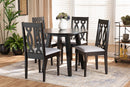 Campbell Gray Fabric Upholstered and Dark Brown 5-Piece Dining Set Baxton