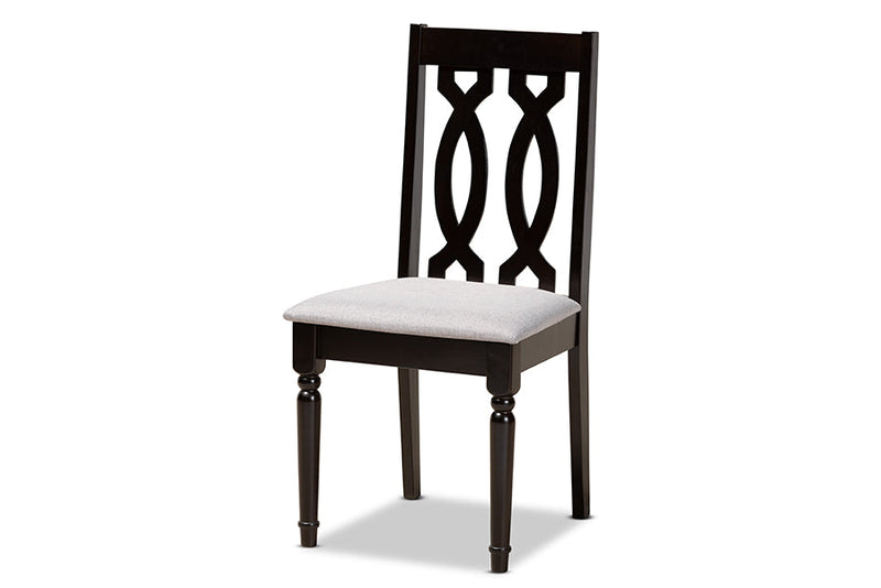 Paine Gray Fabric Upholstered and Dark Brown 5-Piece Dining Set Baxton