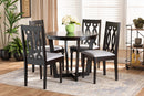 Paine Gray Fabric Upholstered and Dark Brown 5-Piece Dining Set Baxton
