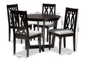 Paine Gray Fabric Upholstered and Dark Brown 5-Piece Dining Set Baxton