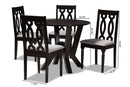 Ferguson Gray Fabric Upholstered and Dark Brown 5-Piece Dining Set Baxton