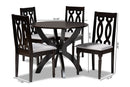 Camira Gray Fabric Upholstered and Dark Brown 5-Piece Dining Set Baxton