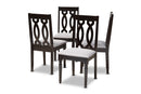 Kaira Gray Fabric Upholstered Espresso Brown Dining Chair Set of 4 Baxton
