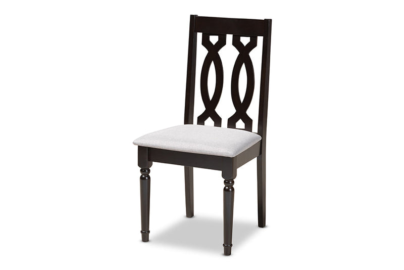 Kaira Gray Fabric Upholstered Espresso Brown Dining Chair Set of 4 Baxton