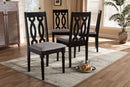Kaira Gray Fabric Upholstered Espresso Brown Dining Chair Set of 4 Baxton
