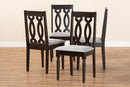 Kaira Gray Fabric Upholstered Espresso Brown Dining Chair Set of 4 Baxton