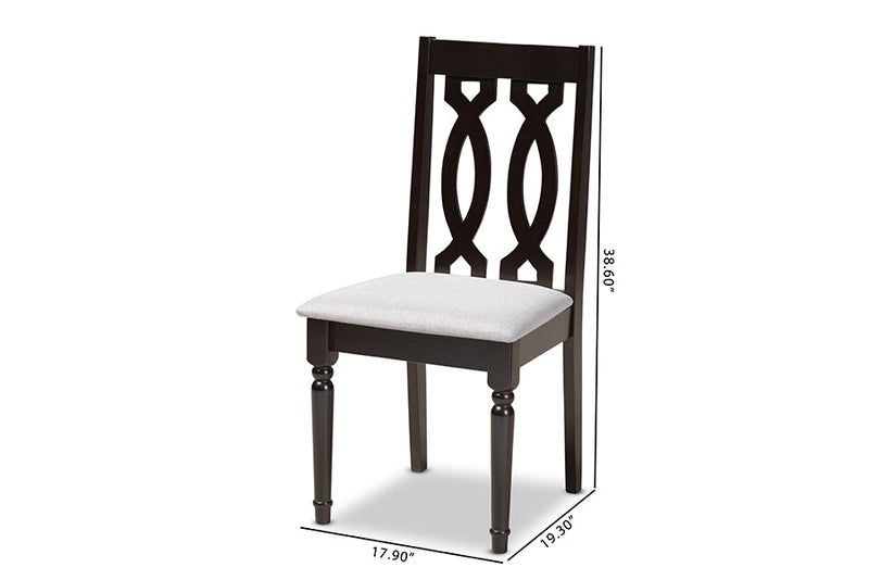Kaira Gray Fabric Upholstered Espresso Brown Dining Chair Set of 4 Baxton