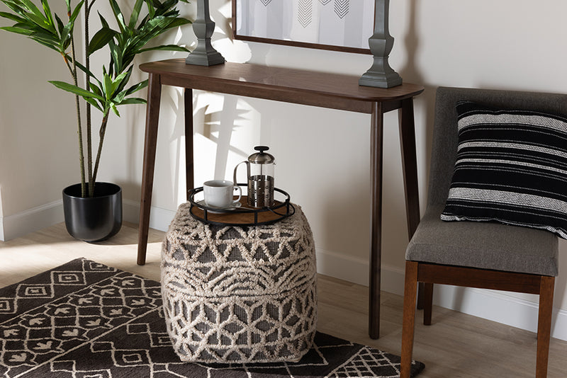 Janne Mid-Century Modern Walnut Finished Wood Console Table 