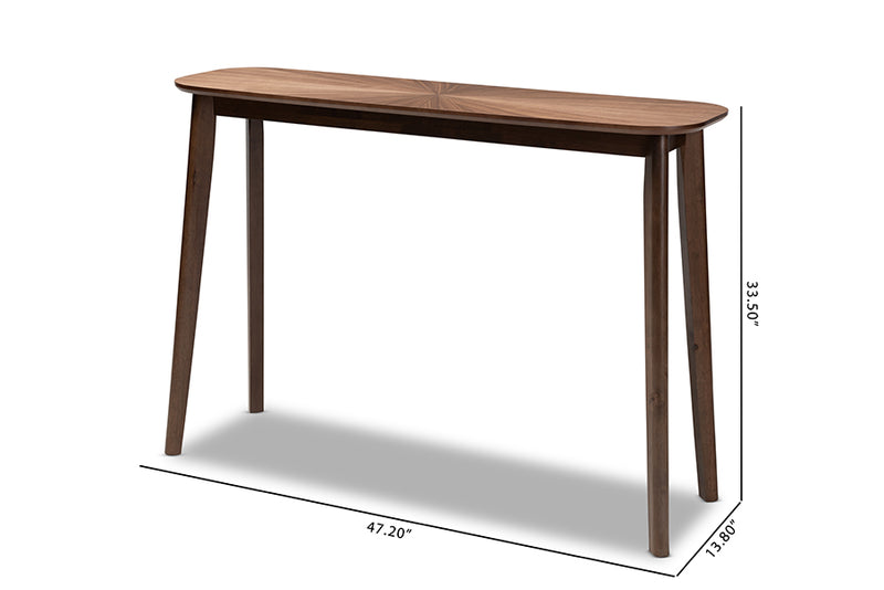 Janne Mid-Century Modern Walnut Finished Wood Console Table