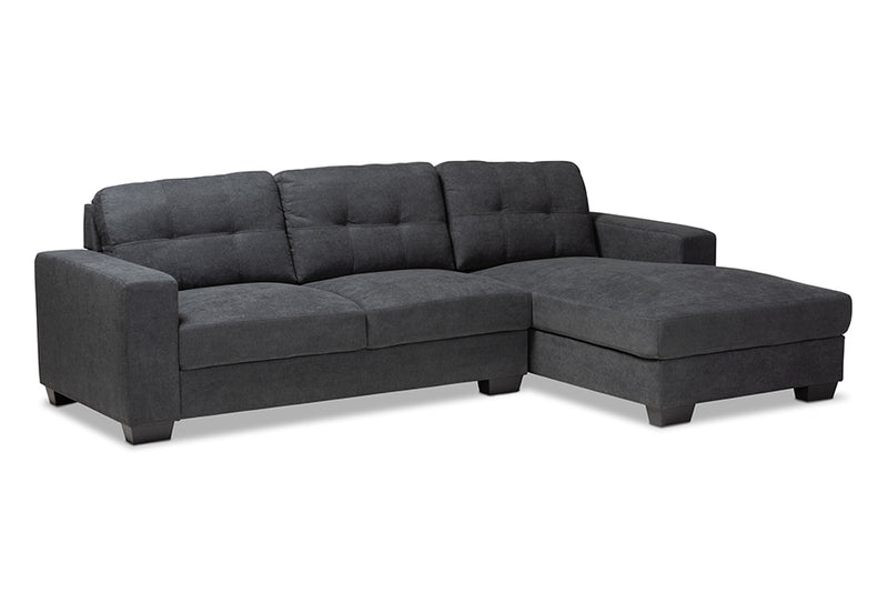 Dalinda Modern and Contemporary Dark Gray Fabric Upholstered Sectional Sofa w/Right Facing Chaise