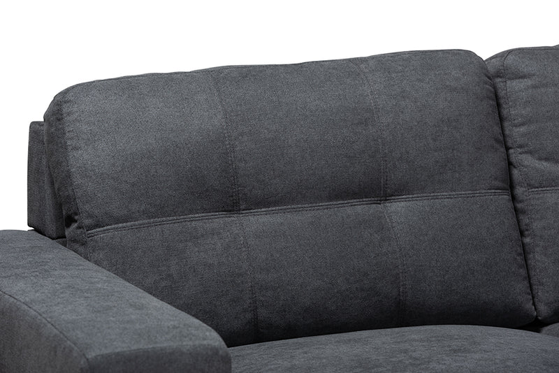 Dalinda Modern and Contemporary Dark Gray Fabric Upholstered Sectional Sofa w/Right Facing Chaise