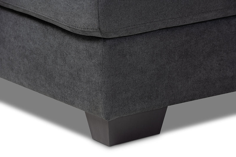 Dalinda Modern and Contemporary Dark Gray Fabric Upholstered Sectional Sofa w/Right Facing Chaise