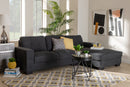 Dalinda Dark Gray Fabric Upholstered Sectional Sofa w/Right Facing Chaise Baxton