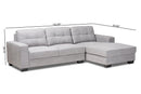 Dalinda Light Gray Fabric Upholstered Sectional Sofa w/Right Facing Chaise Baxton