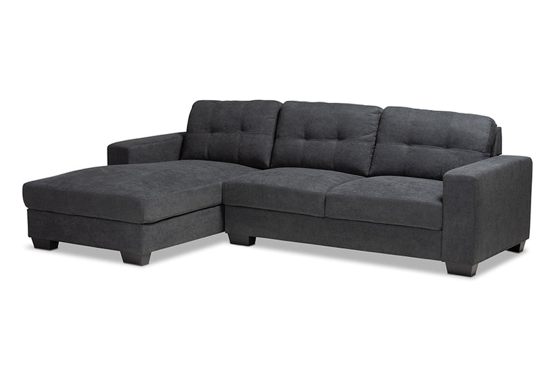 Dalinda Modern and Contemporary Dark Gray Fabric Upholstered Sectional Sofa w/Left Facing Chaise