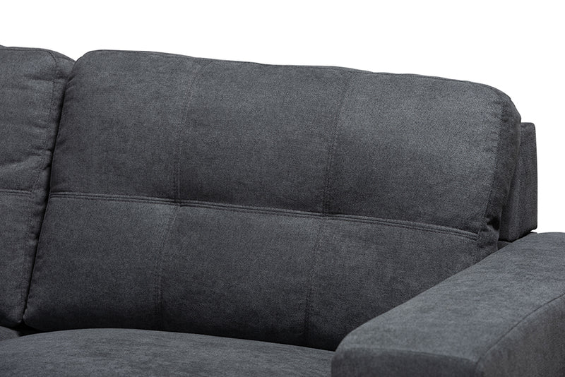 Dalinda Modern and Contemporary Dark Gray Fabric Upholstered Sectional Sofa w/Left Facing Chaise