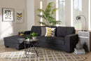 Dalinda Dark Gray Fabric Upholstered Sectional Sofa w/Left Facing Chaise Baxton