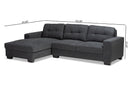 Dalinda Dark Gray Fabric Upholstered Sectional Sofa w/Left Facing Chaise Baxton