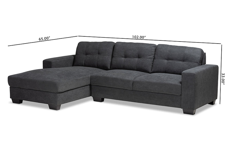 Dalinda Modern and Contemporary Dark Gray Fabric Upholstered Sectional Sofa w/Left Facing Chaise