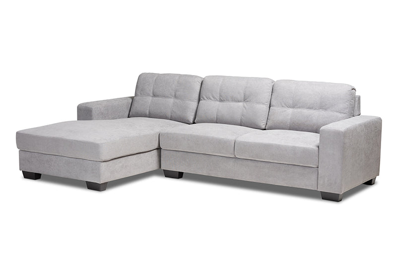 Dalinda Modern and Contemporary Light Gray Fabric Upholstered Sectional Sofa w/Left Facing Chaise