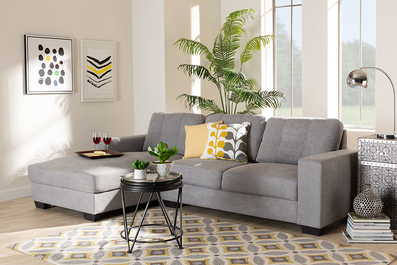 Dalinda Modern and Contemporary Light Gray Fabric Upholstered Sectional Sofa w/Left Facing Chaise