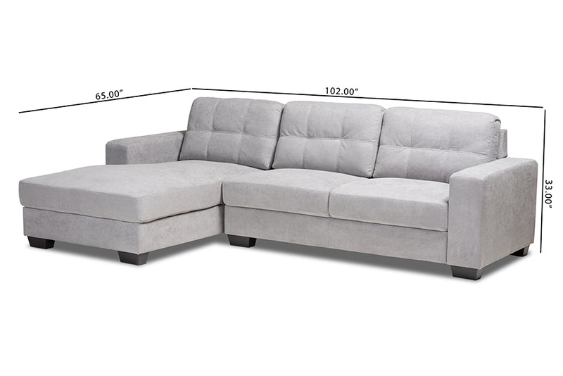 Dalinda Modern and Contemporary Light Gray Fabric Upholstered Sectional Sofa w/Left Facing Chaise