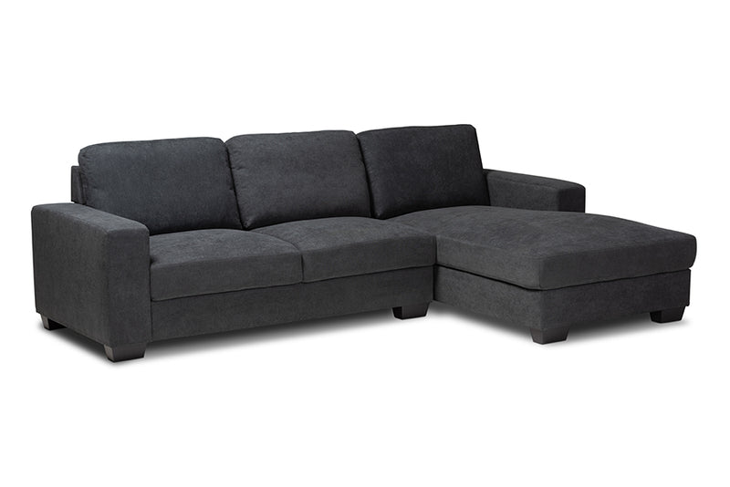 Celina Modern and Contemporary Dark Gray Fabric Upholstered Sectional Sofa w/Right Facing Chaise