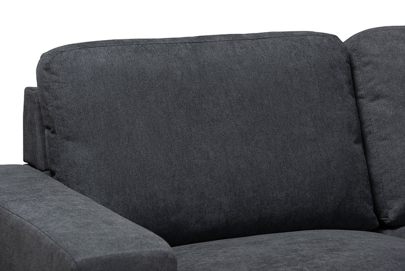 Celina Modern and Contemporary Dark Gray Fabric Upholstered Sectional Sofa w/Right Facing Chaise