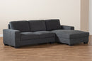Celina Dark Gray Fabric Upholstered Sectional Sofa w/Right Facing Chaise Baxton