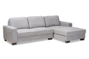 Celina Light Gray Fabric Upholstered Sectional Sofa w/Right Facing Chaise Baxton